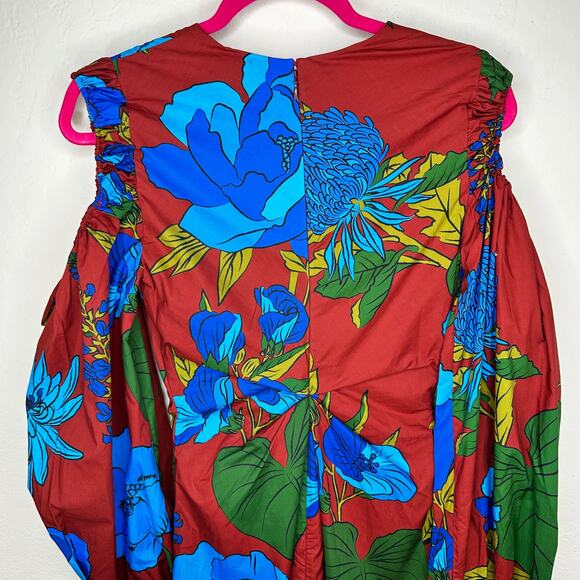 NWT Anthropologie Farm Rio Long Sleeve Floral V Neck Cut Out Midi Dress XXS - Picture 10 of 16